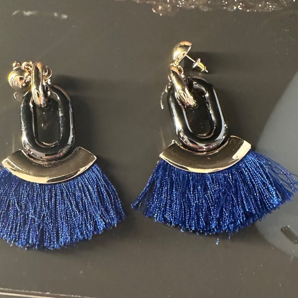 Cobalt Blue Fringe Earrings